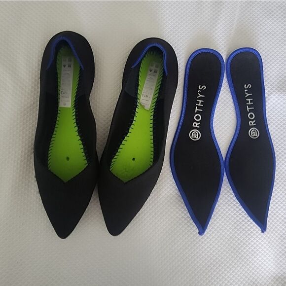 Rothy's The Flat pointy toe blue Women's Size 7.5 Triple Stitch Slip On S… - Picture 2 of 11